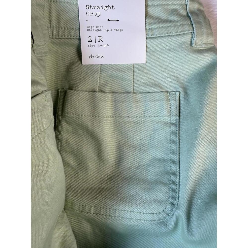 A New Day Womens Pants Green High Rise Straight Crop Stretch Classic Size 2R NWT - Picture 3 of 7